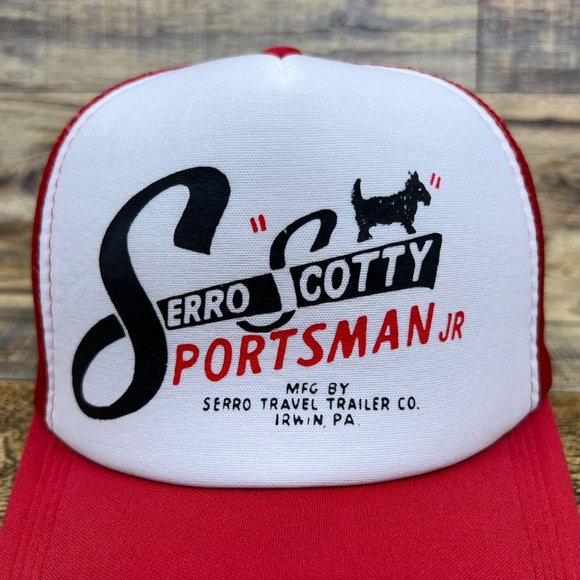 Serro Scotty Sportsman Jr Mens Trucker Hat Red Snapback RV Trailer Baseball Cap - Picture 3 of 8